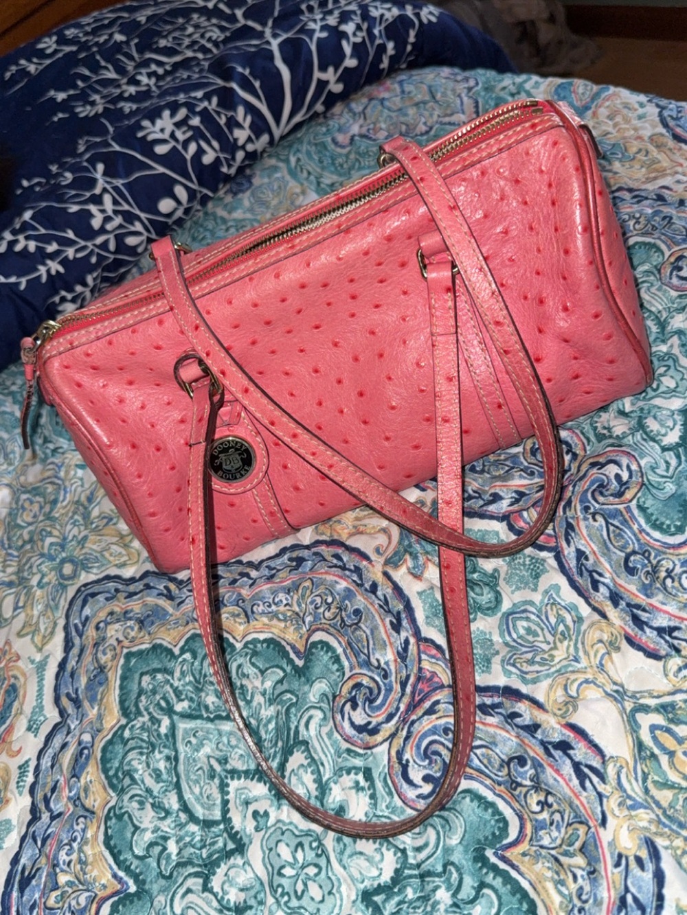 Dooney & Bourke Coral Pink Textured Shoulder Bag